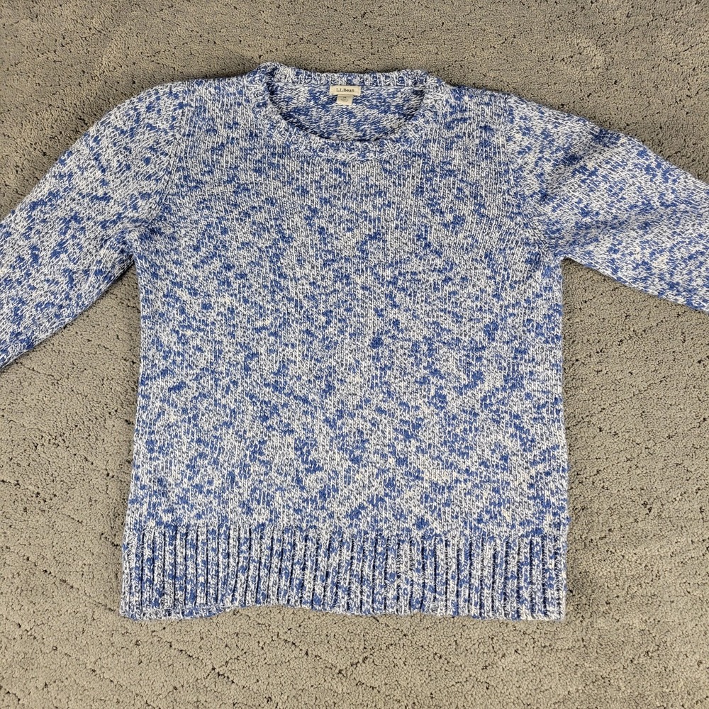 LL Bean Sweater Womens MP Blue Long Sleeve Heavy Knit Crew Neck Winter‎ Casual